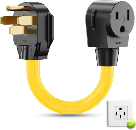 Welder Adapter Cord, NEMA 14-50P to 6-50R, 50 Amp Welder Power Adapter Plug, Heavy Duty STW 8 AWG, 50 Amp 250V 12500 Watt, 12inch