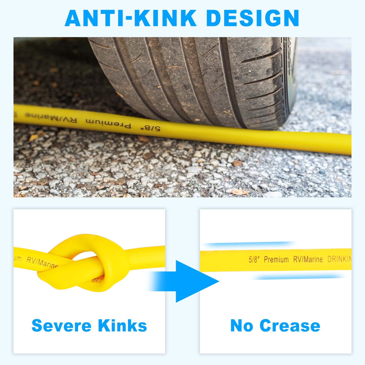 RV Drinking Water Hose with Storage Bag, 5/8" Premium Fresh Water Hose for RV, Camping, Marine, Trailer and Truck, BPA Free, Anti-Kink and Leak-Free, Drinking Water Safe