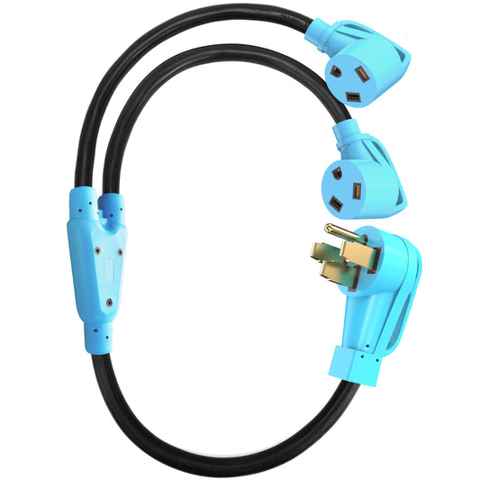 RV Y Adapter Cord 50 Amp to Two 30 Amp, NEMA 14-50P Male Plug to TT-30R Female with Grip Handle, Heavy Duty STW 10 AWG for RV Trailer Camper