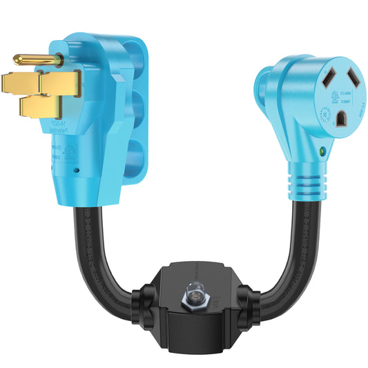 Overload Protector 50 Amp to 30 Amp RV Adapter Cord with Circuit Breaker, NEMA 14-50P Male to TT-30R Female Electrical Power Dogbone 30 Amp RV Trailer Camper, ETL Listed