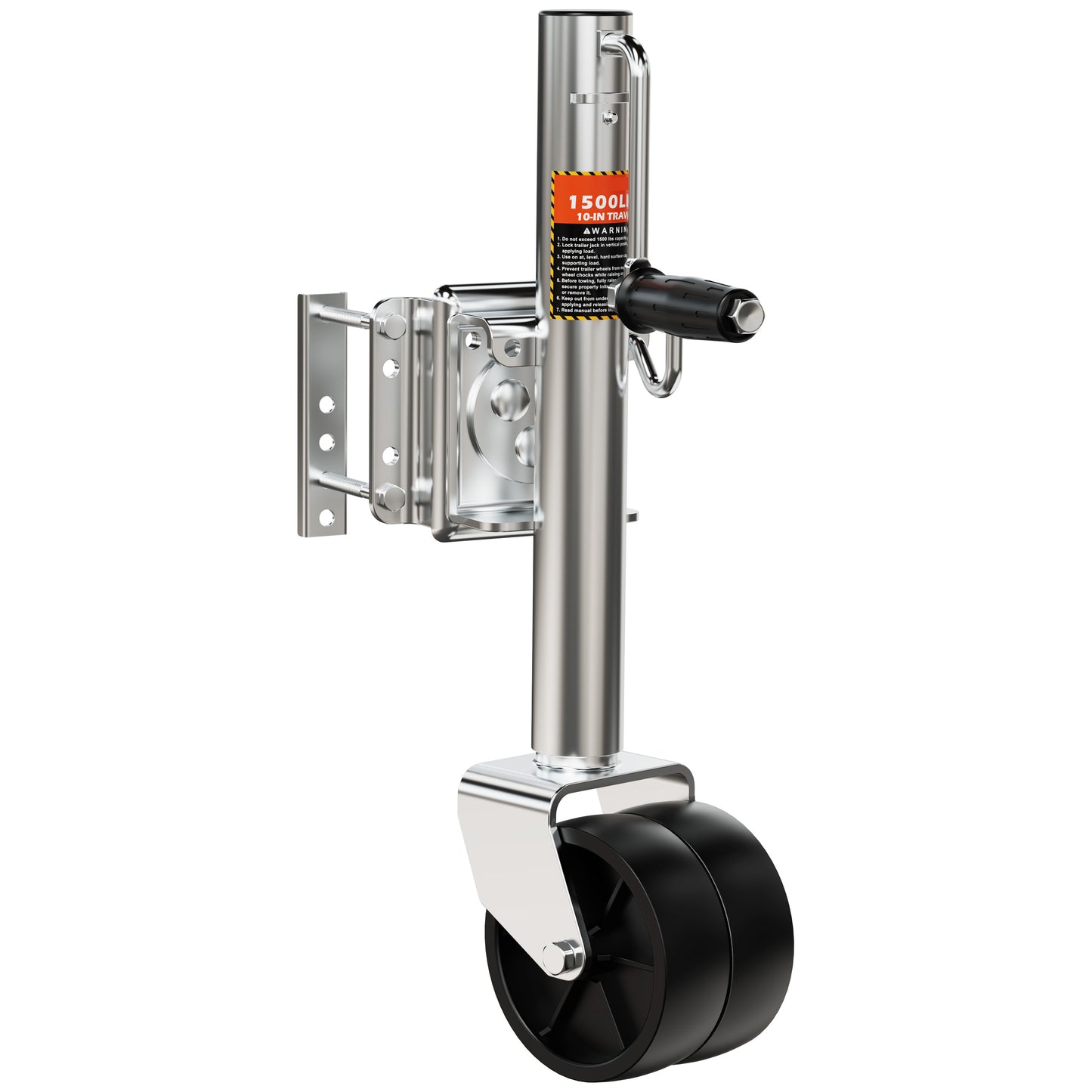 1500 lbs Trailer Jack with Dual Wheel, Heavy Duty Swivel Boat Jacks, 10" Lift, Bolt-on Trailer Tongue Jack for RV Boat Trailers
