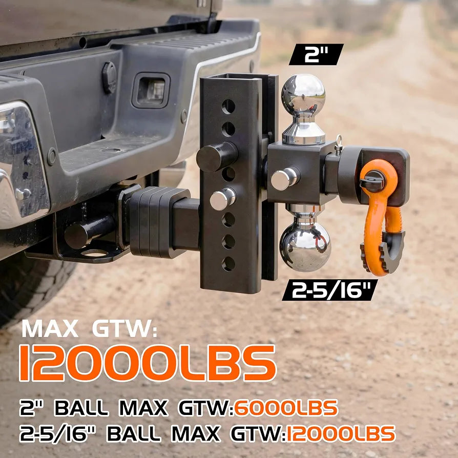 Adjustable Trailer Hitch for 2 inch Receiver, 2'', 2-5/16''