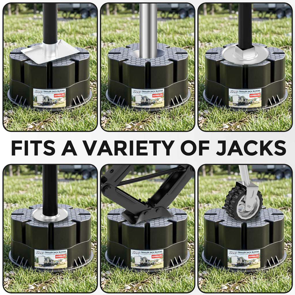 6''Height Trailer Jack Block, 40,000lbs RV Camper Stabilizer Blocks Black Heavy Duty Travel Trailers Tongue Jack 5th Wheels scissor stabilizers, 1 Pack（副本）