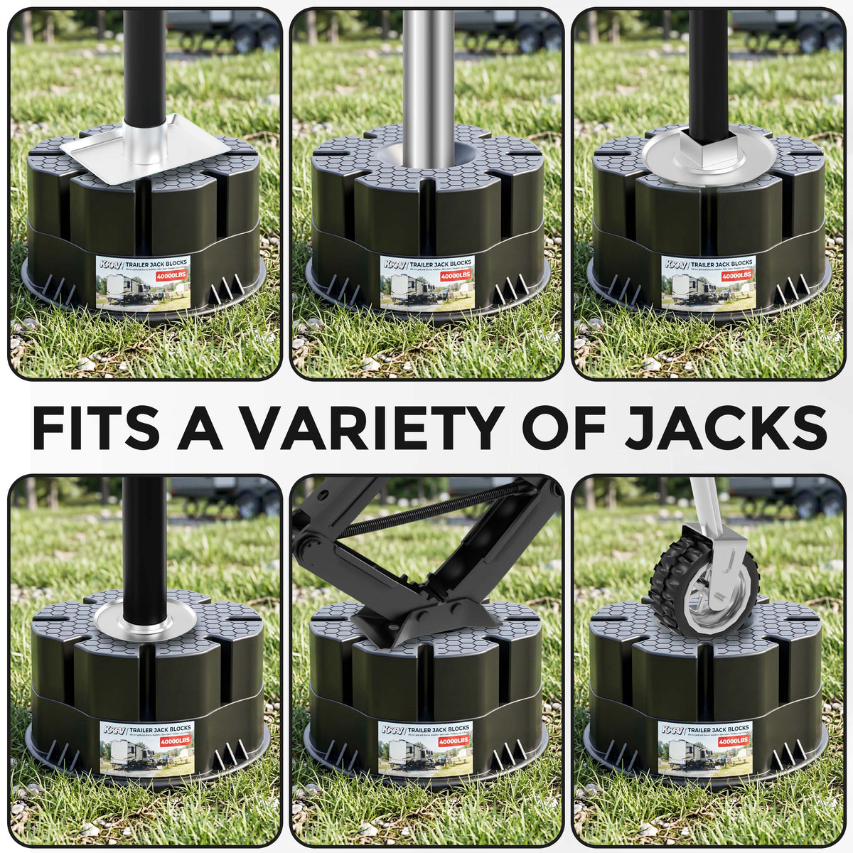 6''Height Trailer Jack Block, 40,000lbs RV Camper Stabilizer Blocks Black Heavy Duty Travel Trailers Tongue Jack 5th Wheels scissor stabilizers, 1 Pack（副本）