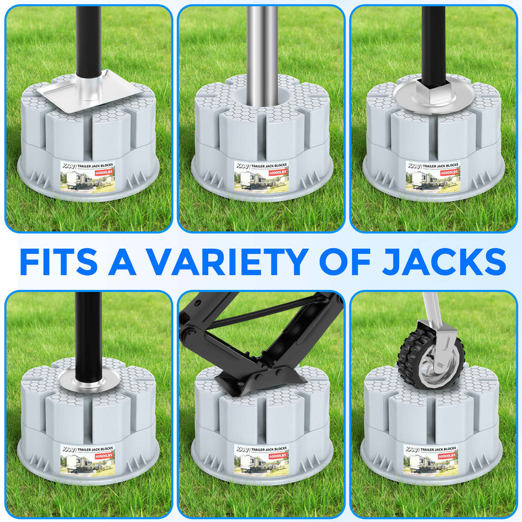 6''Height Trailer Jack Block, 40,000lbs RV Camper Stabilizer Blocks Heavy Duty Travel Trailers Tongue Jack 5th Wheels scissor stabilizers, 1 Pack