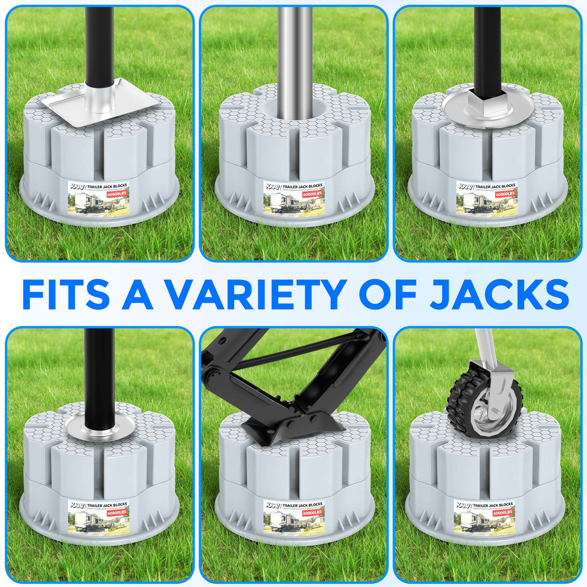 6''Height Trailer Jack Block, 40,000lbs RV Camper Stabilizer Blocks Heavy Duty Travel Trailers Tongue Jack 5th Wheels scissor stabilizers, 1 Pack