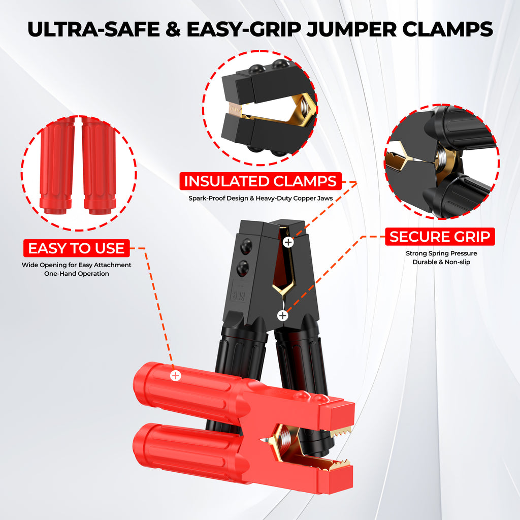 1 Gauge 25 Feet Jumper Cables Heavy Duty for Car 900 Amp Automotive Booster Battery Jumper Cables for SUV and Trucks with Carry Bag, Gloves, Brushes