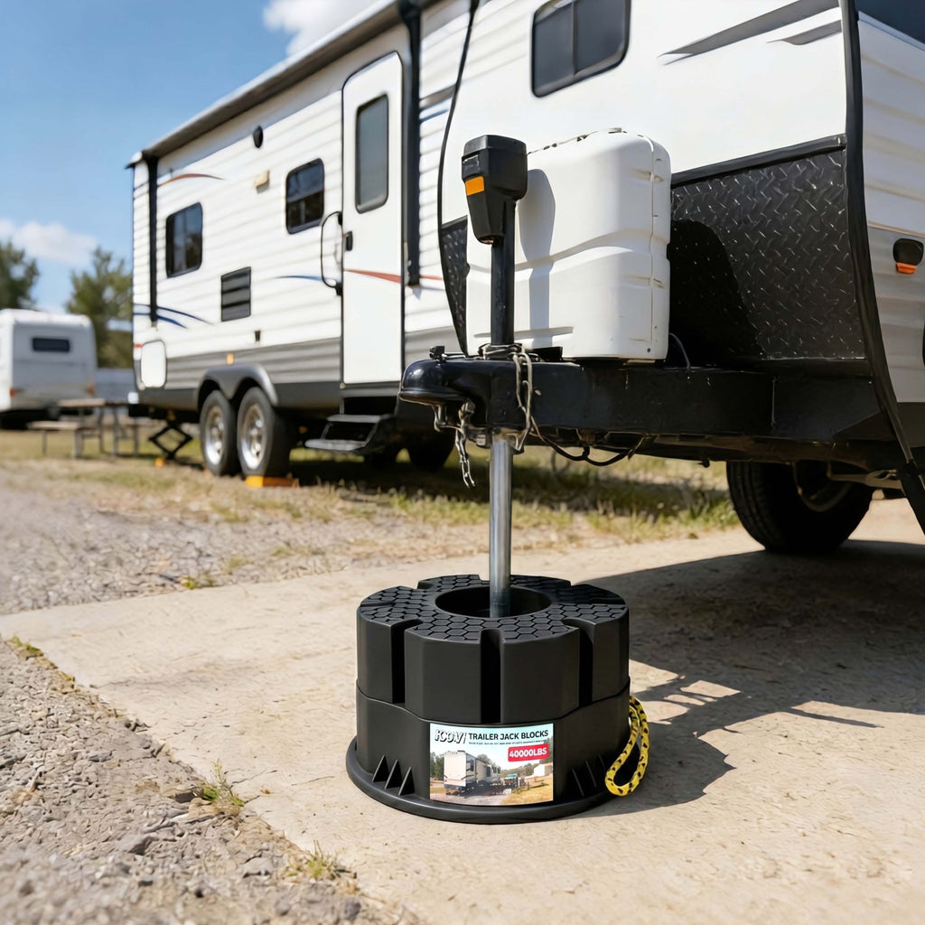 6''Height Trailer Jack Block, 40,000lbs RV Camper Stabilizer Blocks Black Heavy Duty Travel Trailers Tongue Jack 5th Wheels scissor stabilizers, 1 Pack（副本）