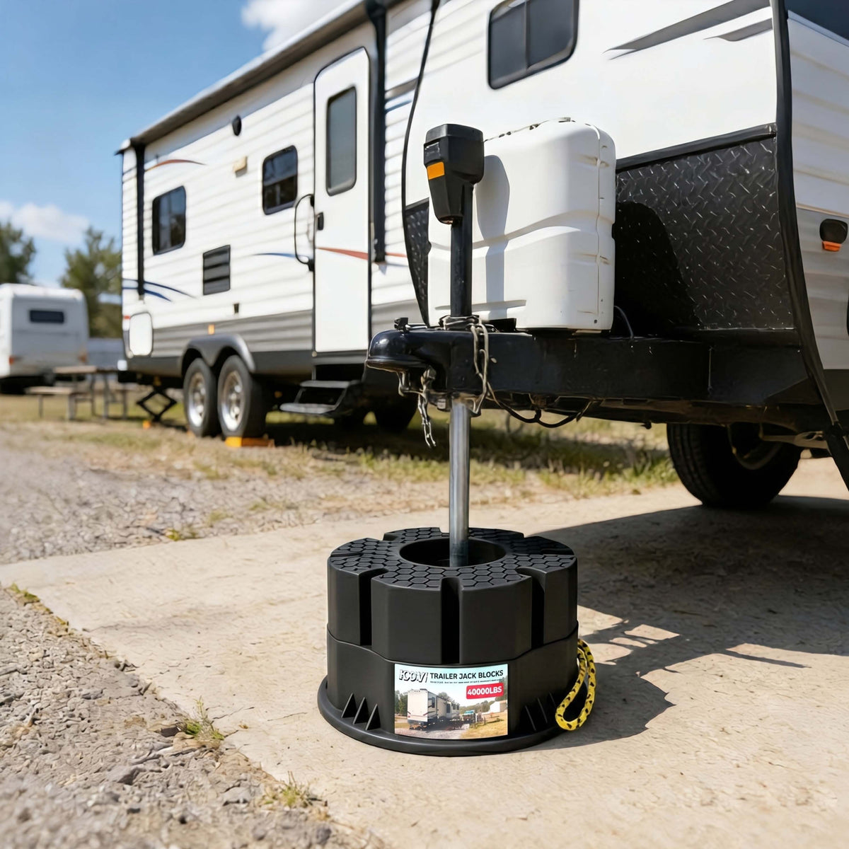 6''Height Trailer Jack Block, 40,000lbs RV Camper Stabilizer Blocks Black Heavy Duty Travel Trailers Tongue Jack 5th Wheels scissor stabilizers, 1 Pack（副本）