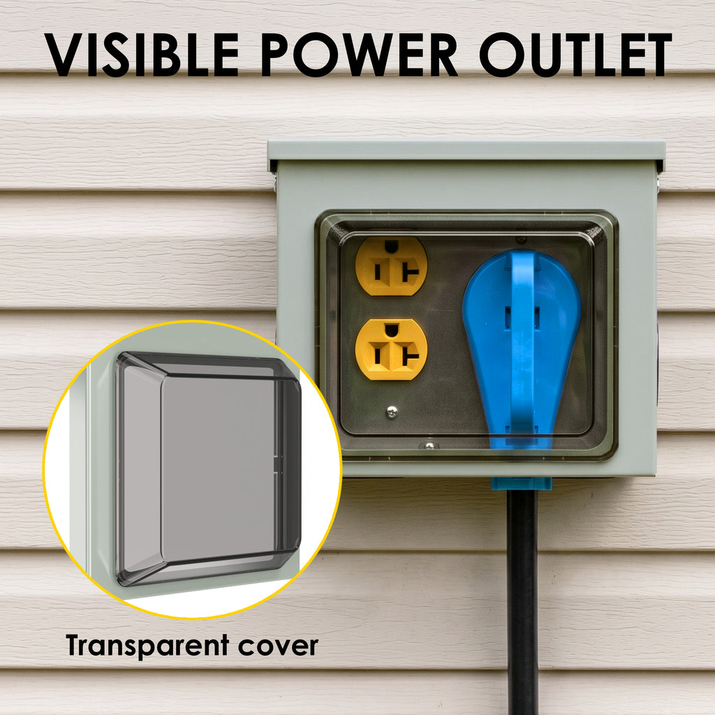 50 Amp 20 Amp 15 Amp RV Power Outlet Box, NEMA 14-50R 125/250 Weatherproof Outdoor Electrical Panel, with Prewired 50 20 Amp Receptacle for RV Camper Travel Trailer Electric Car Generator