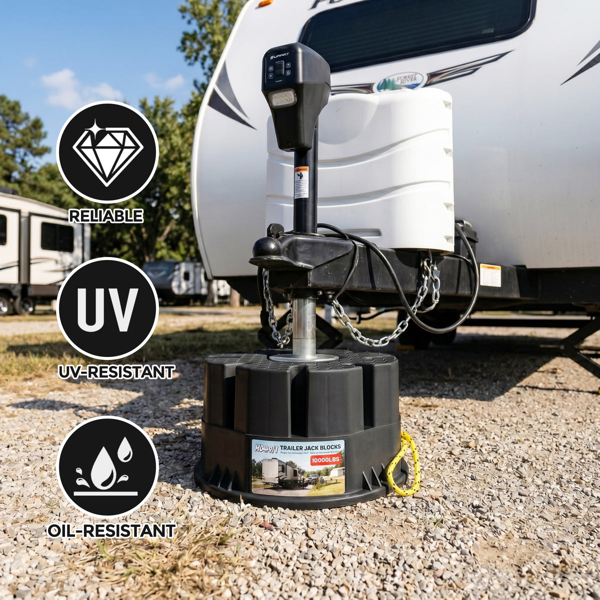 6''Height Trailer Jack Block, 40,000lbs RV Camper Stabilizer Blocks Black Heavy Duty Travel Trailers Tongue Jack 5th Wheels scissor stabilizers, 1 Pack（副本）