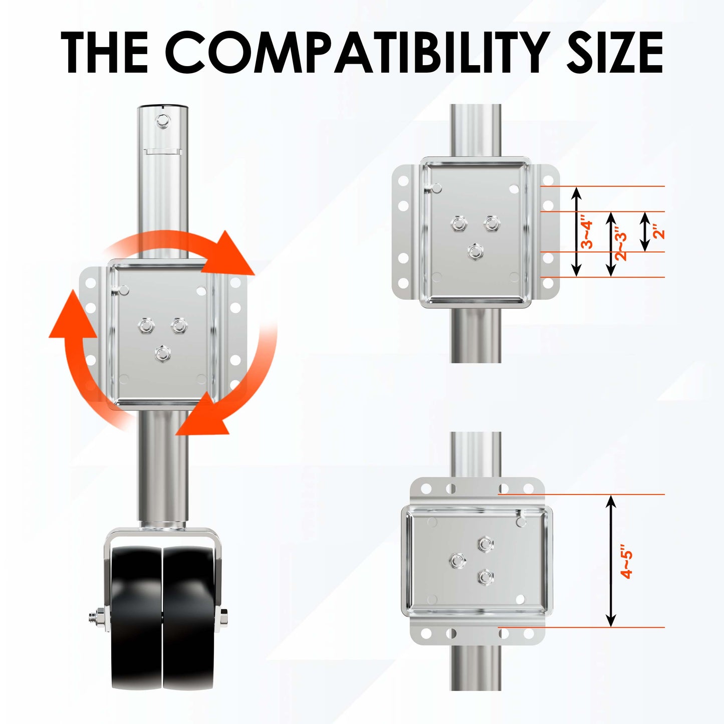 1500 lbs Trailer Jack with Dual Wheel, Heavy Duty Swivel Boat Jacks, 10" Lift, Bolt-on Trailer Tongue Jack for RV Boat Trailers