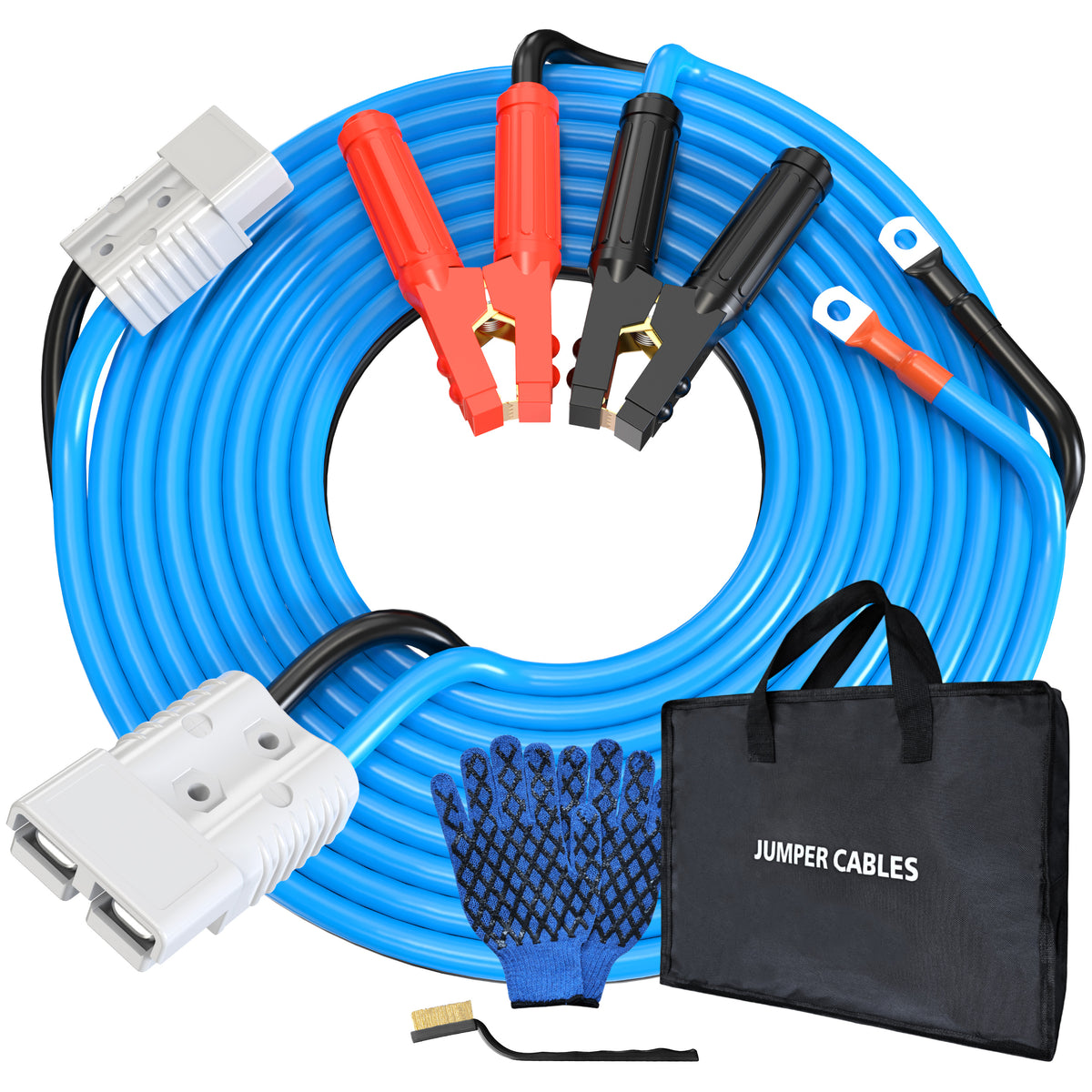 1 Gauge 25 Feet Jumper Cables Heavy Duty for Car 900 Amp Automotive Booster Battery Jumper Cables for SUV and Trucks with Carry Bag, Gloves, Brushes